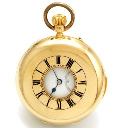ANTIQUE MINUTE REPEATER DENT POCKET WATCH WITH GOLD DEMI-HUNTER CASE CA1890