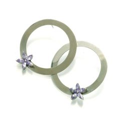 Circle Earrings | 18K White Gold 40mm Light Purple Amethyst Circle Earrings