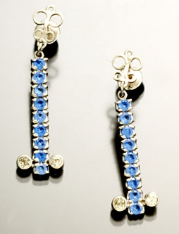 Contemporary Blue Peridot and Cubic Zirconia Drop Earrings
