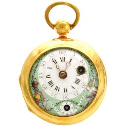 RARE DOUBLE DIAL VERGE FUSEE POCKET WATCH WITH DAY/DATE TIME REGULATOR