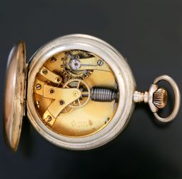 ISAAC GRASSET SILVER AND ROSE POCKET WATCH WITH SPIRAL MAINSPRING CA1890 | 15 JEWEL