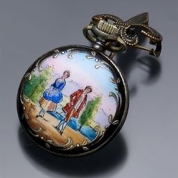 WOMENS ENAMEL STERLING SILVER HELBROS LAPEL WATCH CA1900