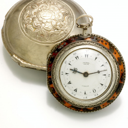 English Verge Fusee Pocket Watch with Rare 4-Case Turkish with Tortoise Inner Case