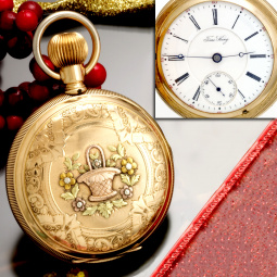 Illinois Time King Pocket Watch with Heavy 14K Multicolor Gold Hunter Case