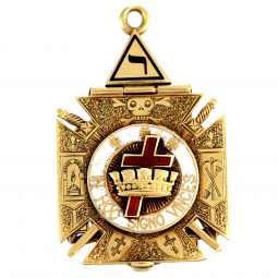 14K Gold Enameled Masonic Pocket Watch Fob | 32nd Degree Mason