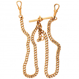 Double Albert English 9K Rose Gold Pocket Watch Chain