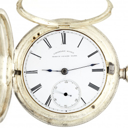 Rare Charles Munn Jewel Newark Watch Co. Silver Keywind Pocket Watch