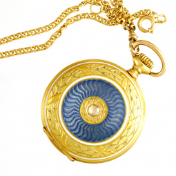 Leonidas 18K Gold Enamel Diamond Pocket Watch with Chain | Womans Swiss CA1900s Leonidas 18K Gold Enamel Diamond Pocket Watch with Chain | Womans Swiss CA1900s