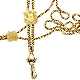 14K Yellow Gold Nouveau Pocket Watch Slide Chain with Screw Down Gold Swivel