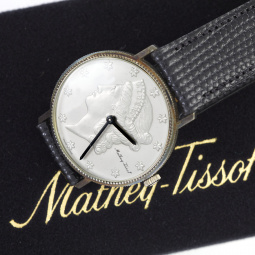 Mathey Tissot Sterling Silver Coin Watch | New Old Stock with Inner & Outer Boxes
