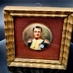 Signed Painting On Ivory Of A Young Napoleon C. 1900