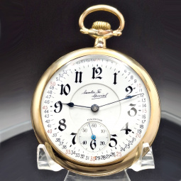 Illinois Santa Fe Special Marked Dial Railroad Pocket Watch with Train Engine Case