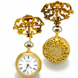 Patek Philippe for Tiffany & Co. Lapel Watch | 18K Gold Pierced with Pearl Backing & Matching Pin