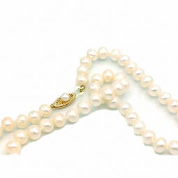 Princess Pearl Necklace with 14K Gold Clasp | 7MM Pearls, 19 in length