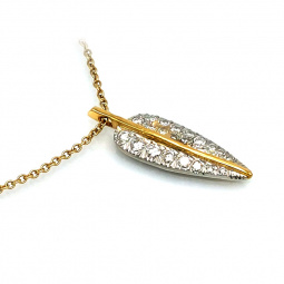 Tiffany & Co. Diamond Feather Pendant Singed Angela Cummings with 18K Gold Tiffany & Co. Chain