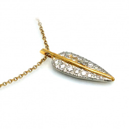 Tiffany & Co. Diamond Feather Pendant Singed Angela Cummings with 18K Gold Tiffany & Co. Chain