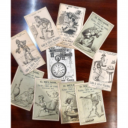 Vintage Watchmaker Advertising Cards including WM. Pratt, O. Nelson all from PESHTIGO, WIS.