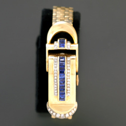 Iconic Women's Hidden Dial Rolex Watch | 18K Gold Diamond & Sapphire Bracelet Watch