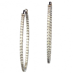 Diamond Hoop Earrings | 5.5 CTS TW of Diamonds, 18K White Gold