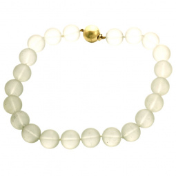 Bold Art Deco Carved Crystal Bead Necklace with 18K Gold Ball Clasp
