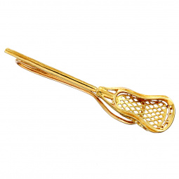 18K Yellow Gold Signed Lacrosse Stick Tie Bar by A.G.A. Correa & Son with Original Outer Box