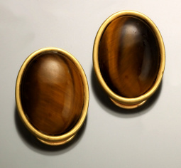 Tigers Eye Earrings | 18K Yellow Gold