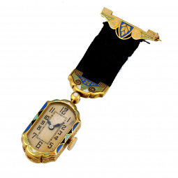 Rare Hoffman Watch Co. 14K Yellow Gold Lady’s Enamel Pocket Watch