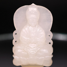 Meditating Buddha Heitian White Jade Amulet