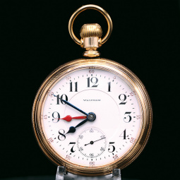 Waltham 845 Railroad Pocket Watch with 2-Time Zone Hands