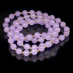 Lavender Jade Beads Necklace with 14K Gold Spacer Beads