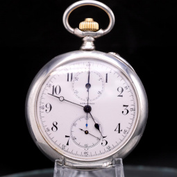 Chronograph Pocket Watch | Longines Silver Case Chronograph with Box