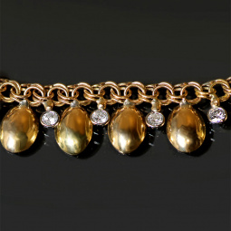 14K Yellow Gold Diamond Dangle Choker Necklace