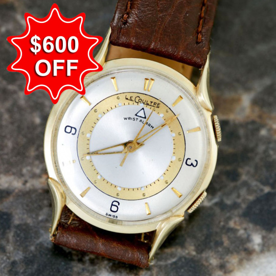 Rare 14K Solid Gold Case LeCoultre Memovox Watch  display picture 2