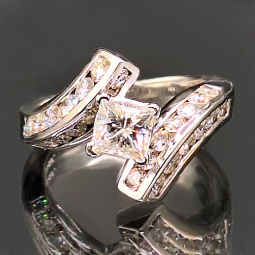 Pavé Channel Set Diamond Bypass Engagement Ring