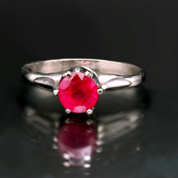 Ruby Ring | 14K White Gold Superb Ruby (1.3 Ct.) Solitaire Ring