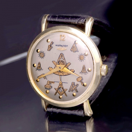 Masonic Dial 14K Gold Hamilton Wrist Watch: ashlandwatches.com display picture 2