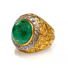 Vintage Emerald Diamond Ring 10.5 CTW | 18K Yellow Gold with Platinum Settings
