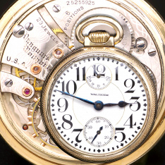 23J Waltham Vanguard Railroad Pocket Watch with Wind Indicator