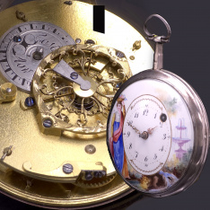 French Fancy Painted Dial Verge Fusee Pocket Watch in Great Condition! Antique CA1780s