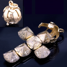 Gold and Silver Masonic Ball Cross Watch Fob