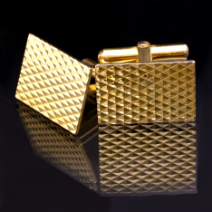Men’s 14K Gold Diamond Textured Cufflinks