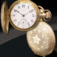 21 Jewel Elgin Veritas Railroad Pocket Watch with Star Design Case