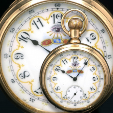 19 Jewel Elgin B.W. Raymond Pocket Watch with Fancy Masonic Dial & 14K Gold Case