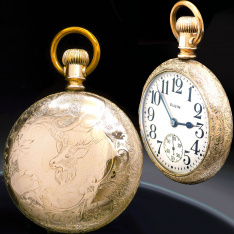Railroad Watch | Stag Case 23 Jewel Elgin Veritas Railroad Pocket Watch