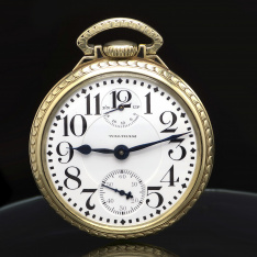 23 Jewel Waltham Vanguard Railroad Pocket Watch with Wind Indicator