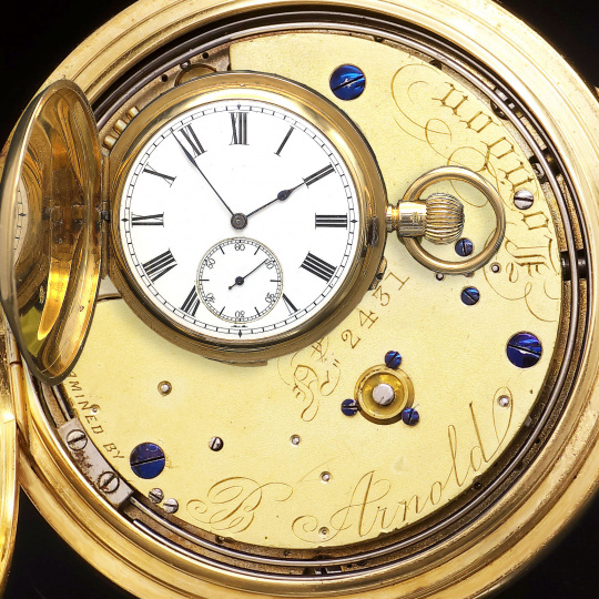 English B. Arnold 18K Gold Minute Repeater Hunter Case Pocket