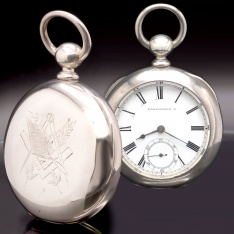 Masonic Case Private Label Waltham Pocket Watch CA1886 | 18 Size, 4 OZ Coin Silver
