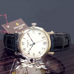 Patek Philippe Calatrava 5053G-001 White Gold Officer's Watch Complete Set, Boxes & Service Papers