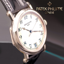 Patek Philippe Calatrava 5053G-001 White Gold Officer's Watch Complete Set, Boxes & Service Papers