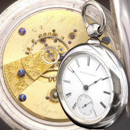 H.H. Taylor Elgin Keywind Pocket Watch with 4 OZ Coin Silver Case H.H. Taylor Elgin Keywind Pocket Watch with 4 OZ Coin Silver Case